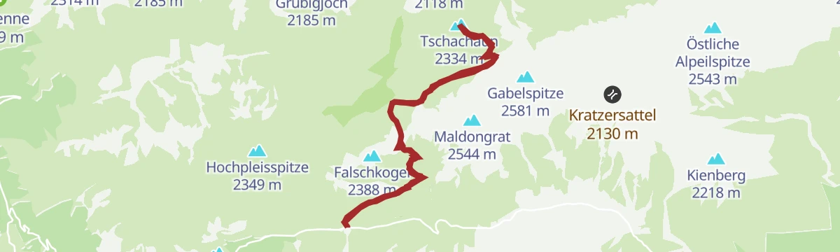 Route map: Anhalter Hütte - Tschachaun